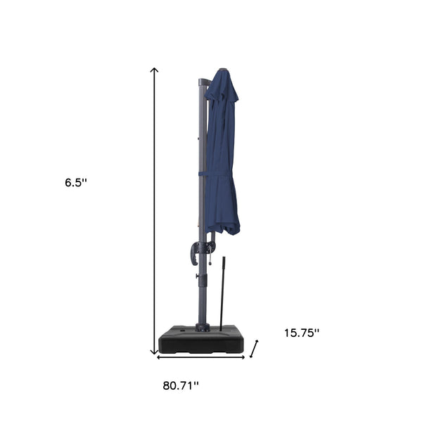Homeroots 10' Navy Blue Polyester Round Tilt Cantilever Patio Umbrella With Stand  Aluminum 485620