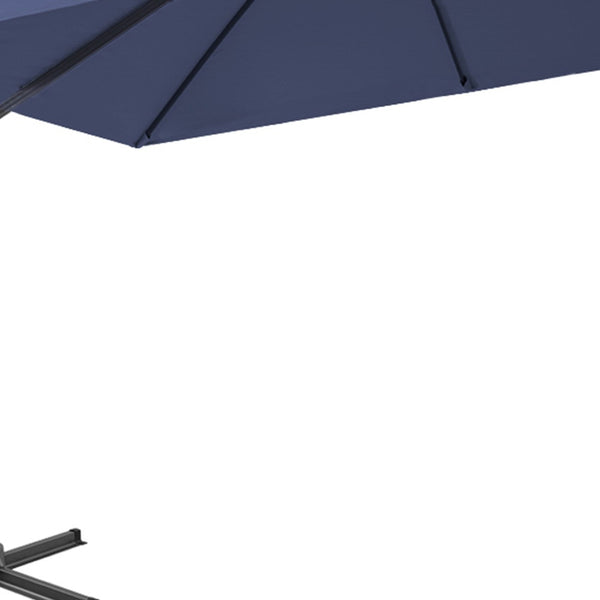 Homeroots 10' Navy Blue Polyester Square Tilt Cantilever Patio Umbrella With Stand  Aluminum 485622