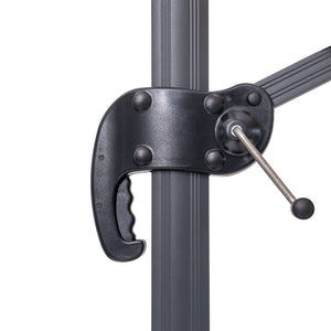 Homeroots 10' Navy Blue Polyester Square Tilt Cantilever Patio Umbrella With Stand  Aluminum 485622