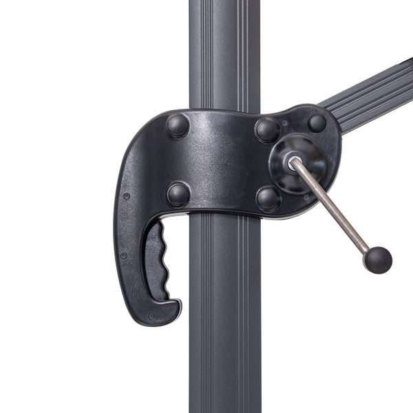 Homeroots 10' Navy Blue Polyester Square Tilt Cantilever Patio Umbrella With Stand  Aluminum 485622