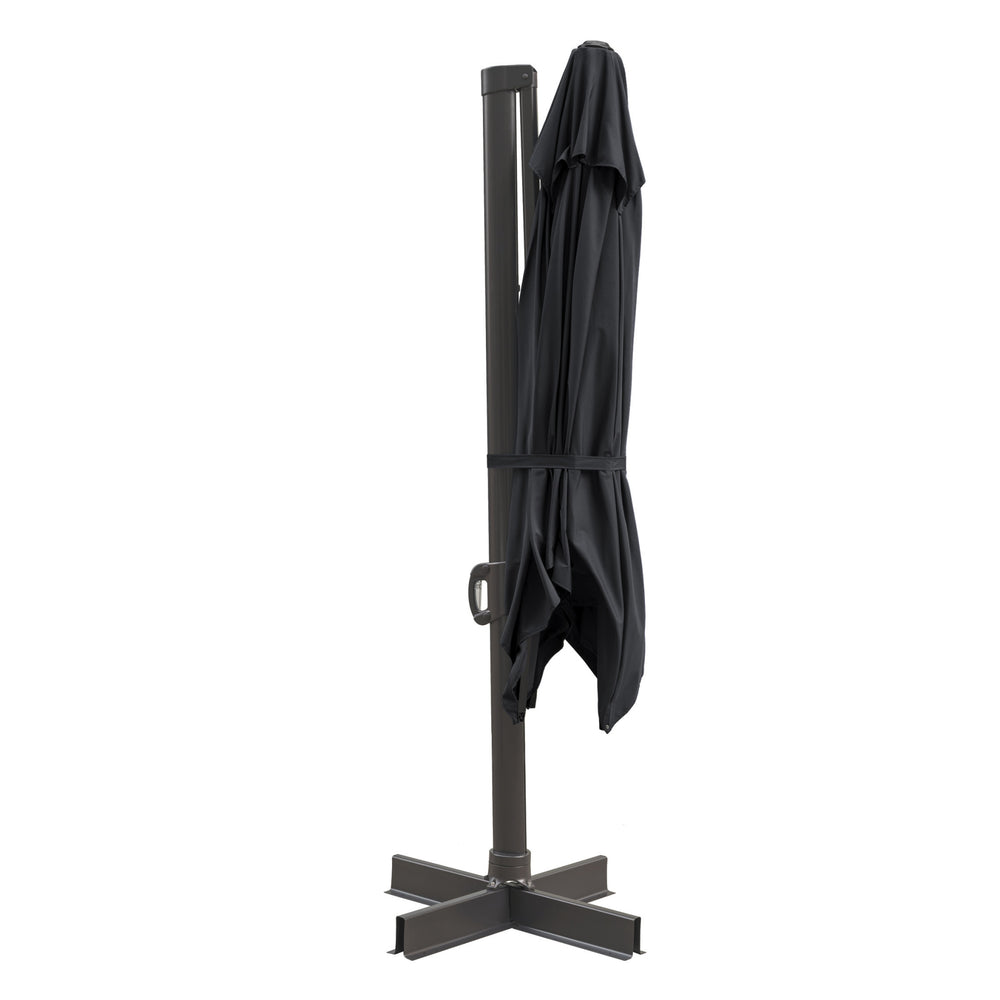 Homeroots 10' Black Polyester Square Tilt Cantilever Patio Umbrella With Stand  Aluminum 485624