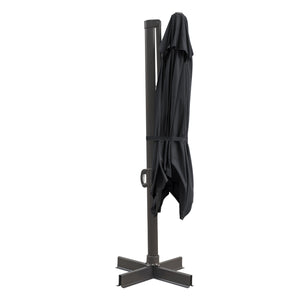Homeroots 10' Black Polyester Square Tilt Cantilever Patio Umbrella With Stand  Aluminum 485624
