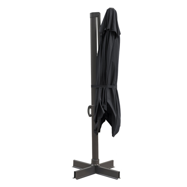 Homeroots 10' Black Polyester Square Tilt Cantilever Patio Umbrella With Stand  Aluminum 485624