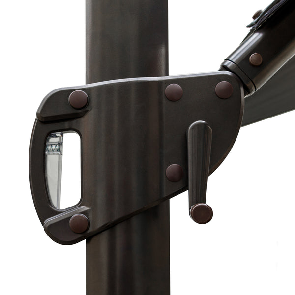 Homeroots 10' Black Polyester Square Tilt Cantilever Patio Umbrella With Stand  Aluminum 485624