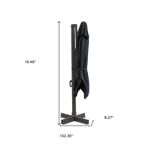 Homeroots 10' Black Polyester Square Tilt Cantilever Patio Umbrella With Stand  Aluminum 485624