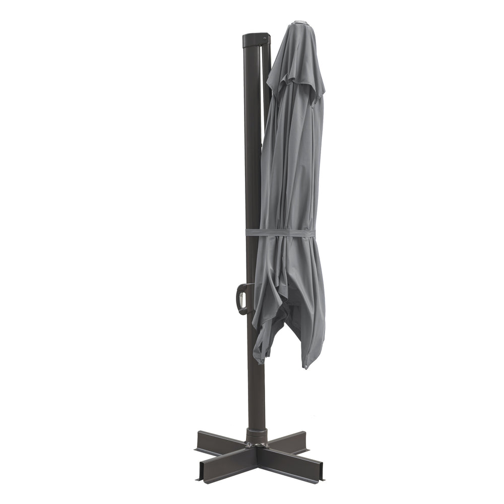 Homeroots 10' Dark Gray Polyester Square Tilt Cantilever Patio Umbrella With Stand  Aluminum 485625