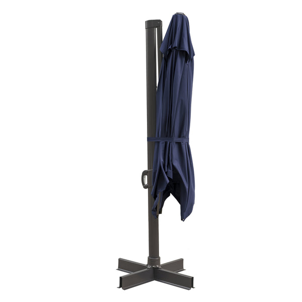 Homeroots 10' Navy Polyester Square Tilt Cantilever Patio Umbrella With Stand  Aluminum 485626