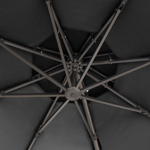 Homeroots 12' Black Polyester Round Tilt Cantilever Patio Umbrella With Stand  Aluminum 485628