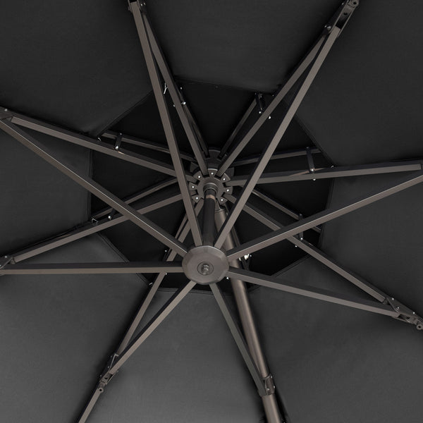 Homeroots 12' Black Polyester Round Tilt Cantilever Patio Umbrella With Stand  Aluminum 485628