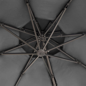 Homeroots 12' Dark Gray Polyester Round Tilt Cantilever Patio Umbrella With Stand  Aluminum 485629