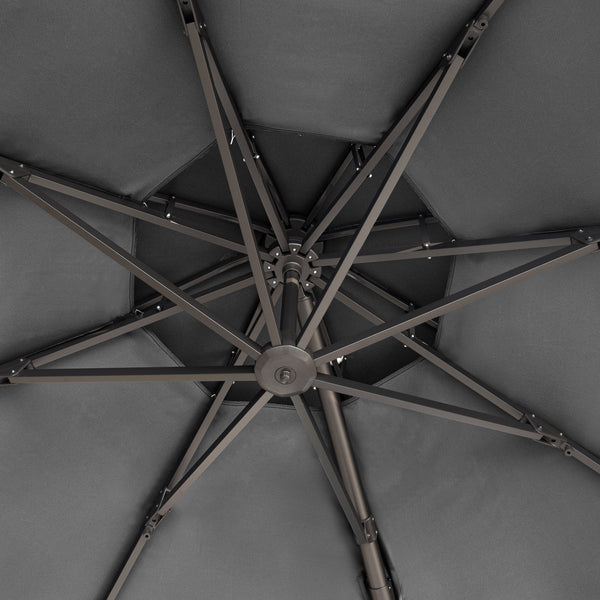 Homeroots 12' Dark Gray Polyester Round Tilt Cantilever Patio Umbrella With Stand  Aluminum 485629