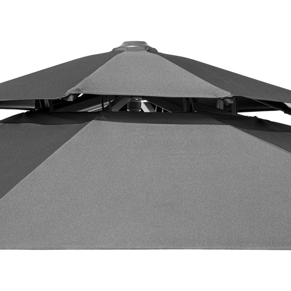 Homeroots 12' Dark Gray Polyester Round Tilt Cantilever Patio Umbrella With Stand  Aluminum 485629