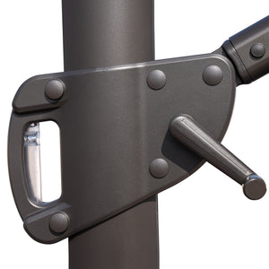 Homeroots 12' Dark Gray Polyester Round Tilt Cantilever Patio Umbrella With Stand  Aluminum 485629