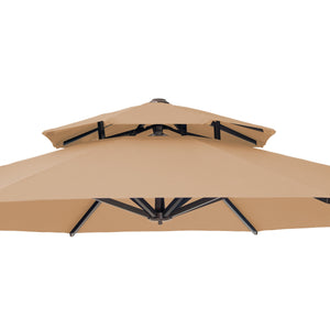 Homeroots 12' Tan Polyester Round Tilt Cantilever Patio Umbrella With Stand  Aluminum 485631