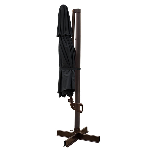 Homeroots 11.5' Black Polyester Round Tilt Cantilever Patio Umbrella With Stand  Aluminum 485632
