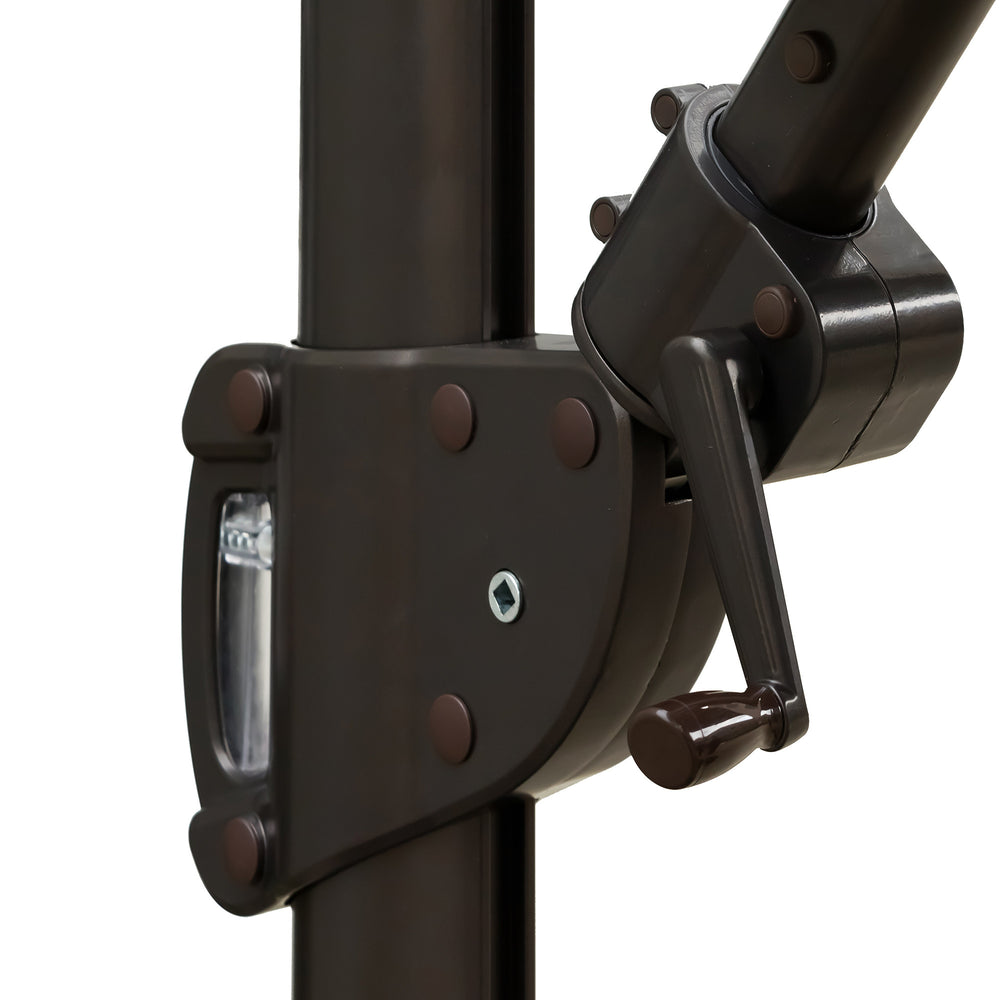 Homeroots 11.5' Dark Gray Polyester Round Tilt Cantilever Patio Umbrella With Stand  Aluminum 485633