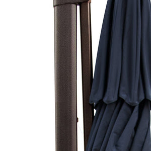Homeroots 11.5' Navy Blue Polyester Round Tilt Cantilever Patio Umbrella With Stand  Aluminum 485634