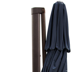 Homeroots 11.5' Navy Blue Polyester Round Tilt Cantilever Patio Umbrella With Stand  Aluminum 485634