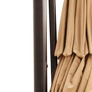 Homeroots 11.5' Round Tan Polyester Tilting Pole Cantilever Patio Umbrella With Stand  Aluminum 485635