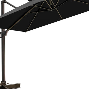 Homeroots 10' Black Polyester Square Tilt Cantilever Patio Umbrella With Stand  Aluminum 485636