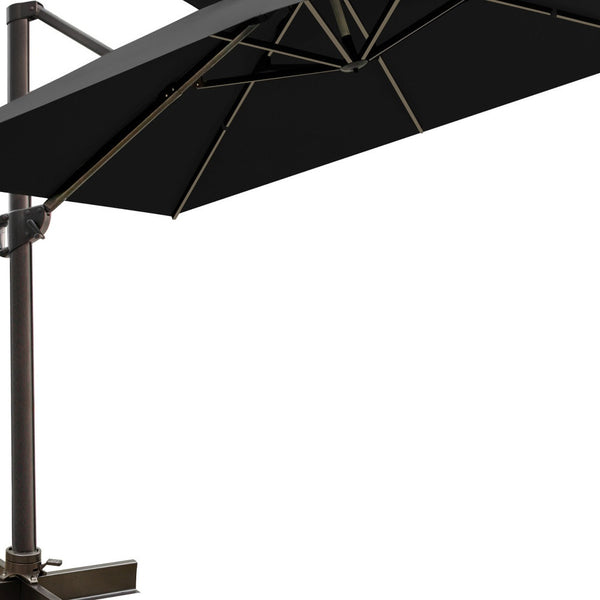 Homeroots 10' Black Polyester Square Tilt Cantilever Patio Umbrella With Stand  Aluminum 485636