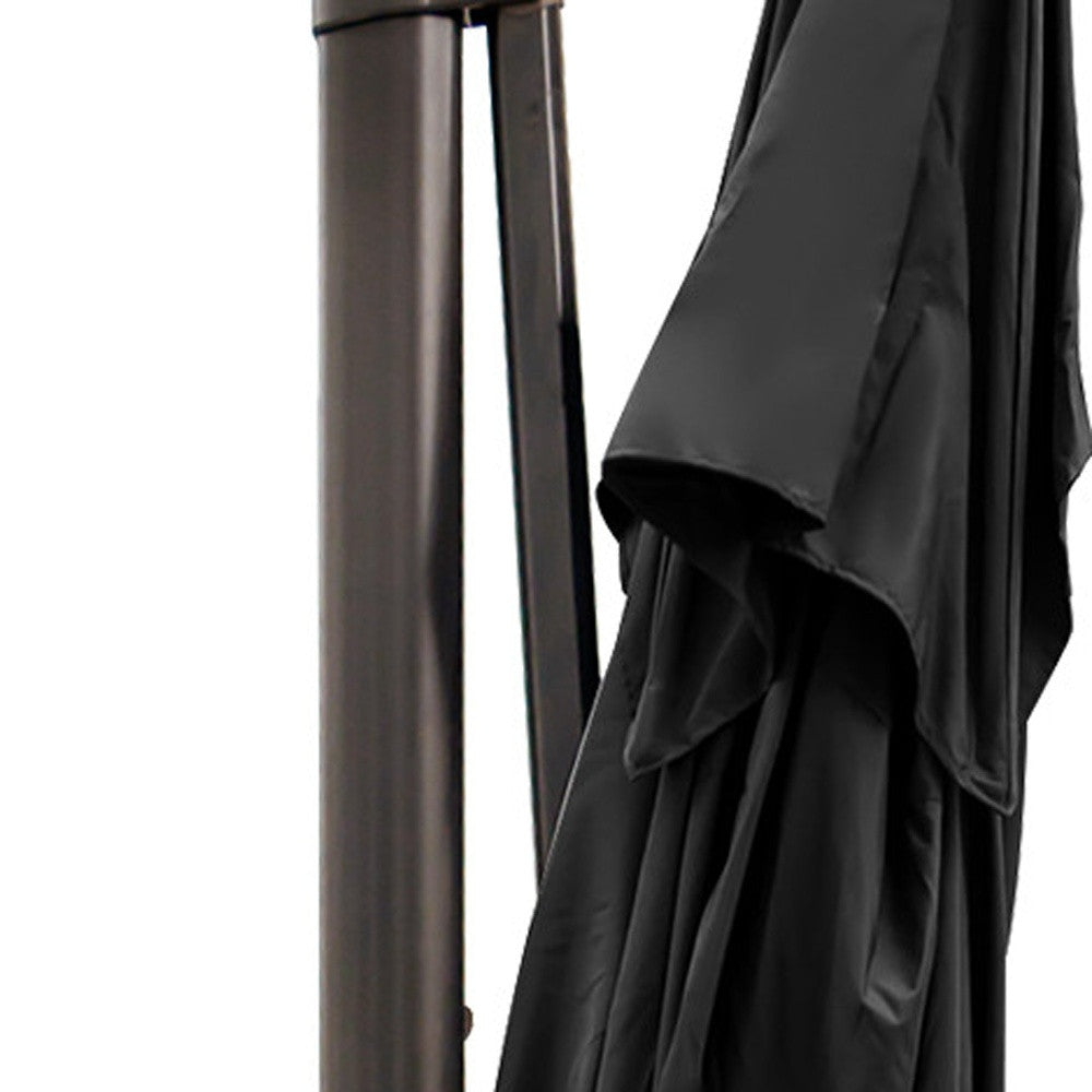 Homeroots 13' Black Polyester Rectangular Tilt Cantilever Patio Umbrella With Stand  Aluminum 485638