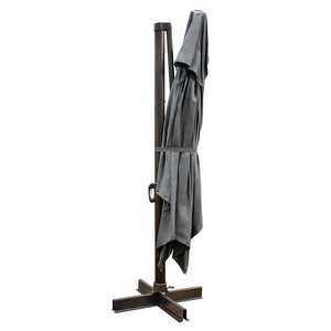 Homeroots 113" Dark Gray Polyester Rectangular Tilt Cantilever Patio Umbrella With Stand  Aluminum 485639