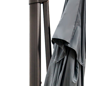 Homeroots 113" Dark Gray Polyester Rectangular Tilt Cantilever Patio Umbrella With Stand  Aluminum 485639