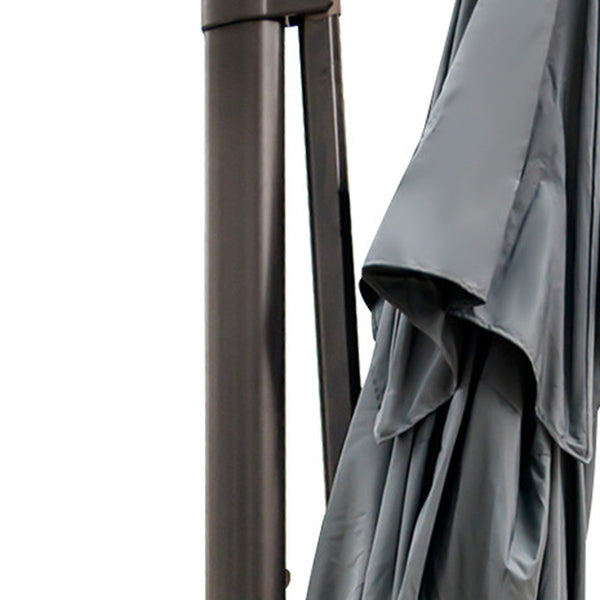 Homeroots 113" Dark Gray Polyester Rectangular Tilt Cantilever Patio Umbrella With Stand  Aluminum 485639