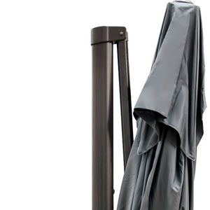 Homeroots 113" Dark Gray Polyester Rectangular Tilt Cantilever Patio Umbrella With Stand  Aluminum 485639