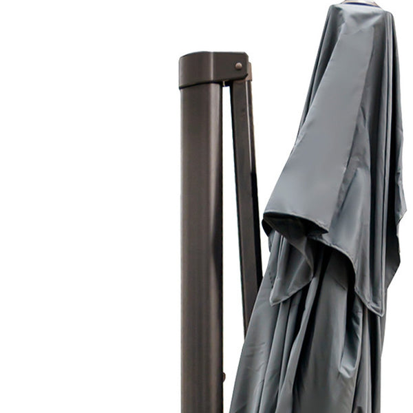 Homeroots 113" Dark Gray Polyester Rectangular Tilt Cantilever Patio Umbrella With Stand  Aluminum 485639