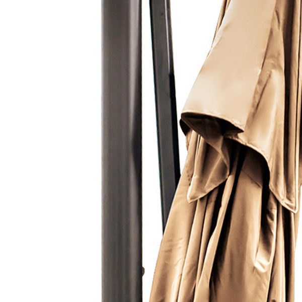 Homeroots 13' Tan Polyester Rectangular Tilt Cantilever Patio Umbrella With Stand  Aluminum 485641