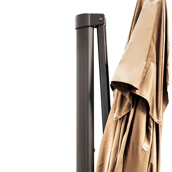 Homeroots 13' Tan Polyester Rectangular Tilt Cantilever Patio Umbrella With Stand  Aluminum 485641