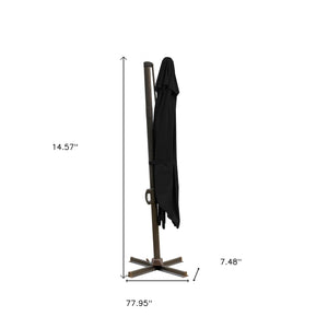 Homeroots 10' Black Polyester Square Tilt Cantilever Patio Umbrella With Stand  Aluminum 485642