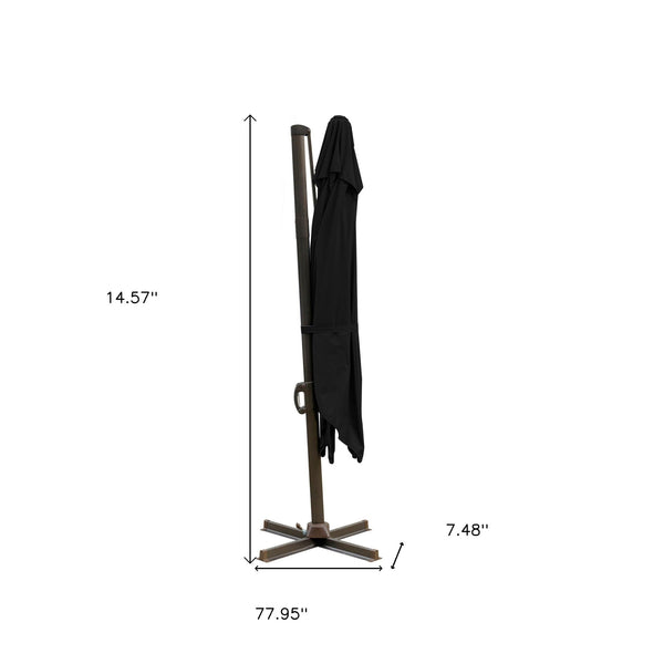 Homeroots 10' Black Polyester Square Tilt Cantilever Patio Umbrella With Stand  Aluminum 485642