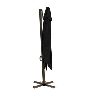 Homeroots 10' Black Polyester Square Tilt Cantilever Patio Umbrella With Stand  Aluminum 485642