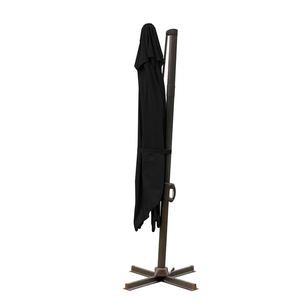 Homeroots 10' Black Polyester Square Tilt Cantilever Patio Umbrella With Stand  Aluminum 485642