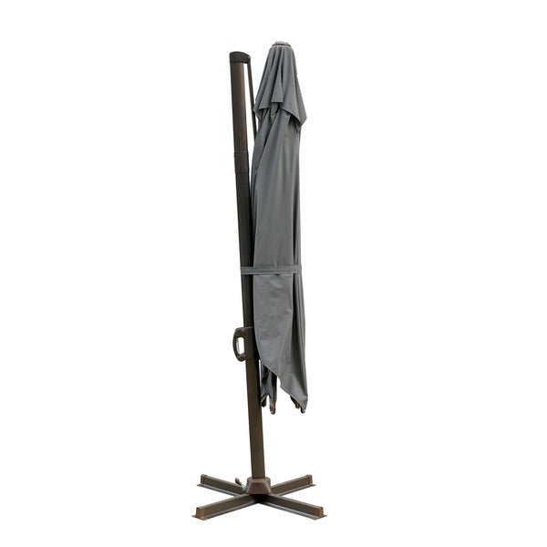Homeroots 10' Dark Gray Polyester Square Tilt Cantilever Patio Umbrella With Stand  Aluminum 485643