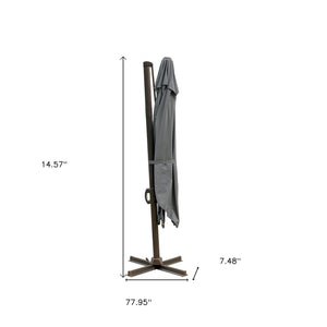 Homeroots 10' Dark Gray Polyester Square Tilt Cantilever Patio Umbrella With Stand  Aluminum 485643