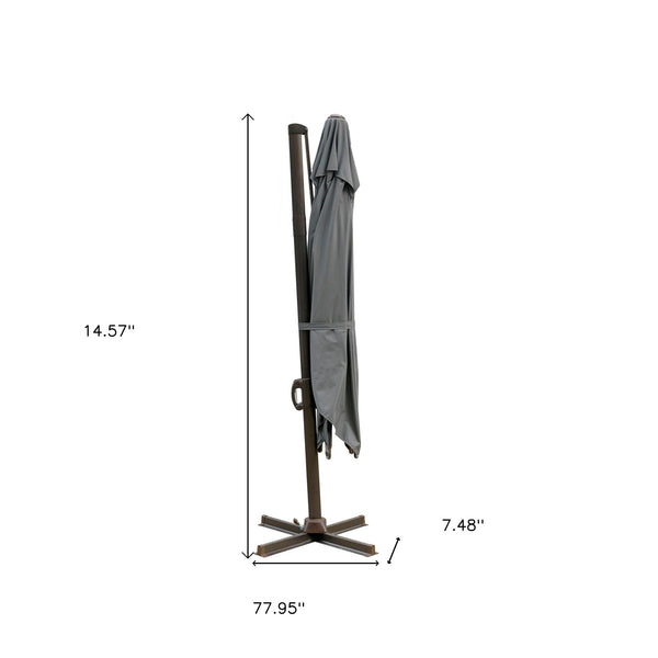 Homeroots 10' Dark Gray Polyester Square Tilt Cantilever Patio Umbrella With Stand  Aluminum 485643