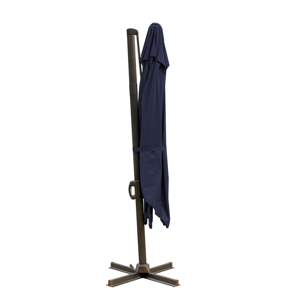 Homeroots 10' Navy Blue Polyester Square Tilt Cantilever Patio Umbrella With Stand  Aluminum 485644