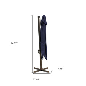 Homeroots 10' Navy Blue Polyester Square Tilt Cantilever Patio Umbrella With Stand  Aluminum 485644