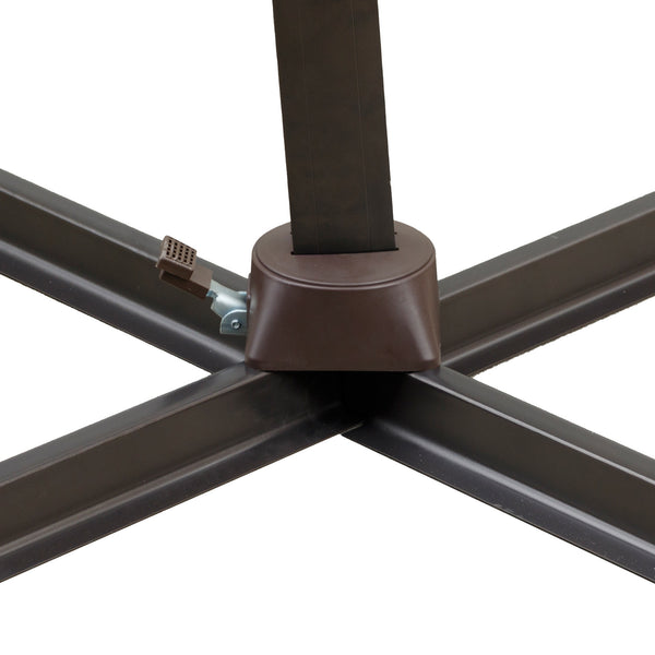 Homeroots 10' Tan Polyester Square Tilt Cantilever Patio Umbrella With Stand  Aluminum 485645