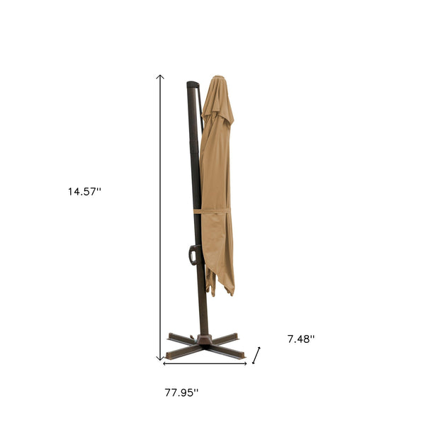 Homeroots 10' Tan Polyester Square Tilt Cantilever Patio Umbrella With Stand  Aluminum 485645