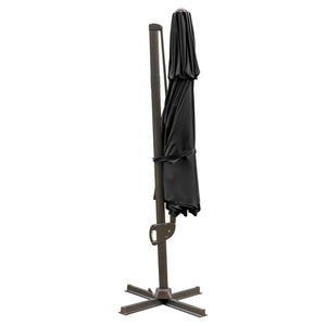 Homeroots 11.5' Black Polyester Round Tilt Cantilever Patio Umbrella With Stand  Aluminum 485646