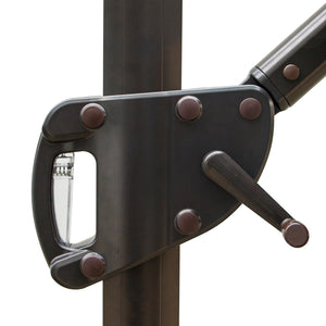 Homeroots 11.5' Black Polyester Round Tilt Cantilever Patio Umbrella With Stand  Aluminum 485646