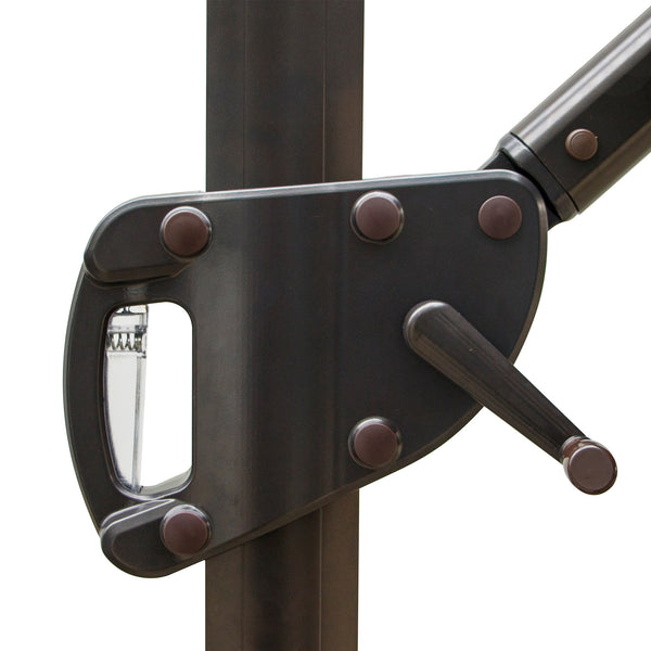 Homeroots 11.5' Black Polyester Round Tilt Cantilever Patio Umbrella With Stand  Aluminum 485646