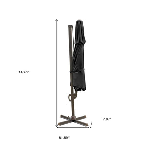 Homeroots 11.5' Black Polyester Round Tilt Cantilever Patio Umbrella With Stand  Aluminum 485646