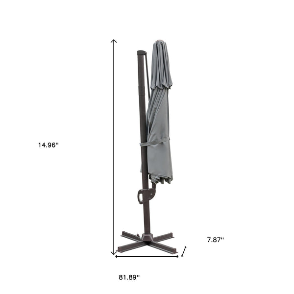 Homeroots 11.5' Dark Gray Polyester Round Tilt Cantilever Patio Umbrella With Stand  Aluminum 485647