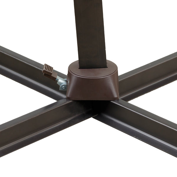 Homeroots 11.5' Tan Polyester Round Tilt Cantilever Patio Umbrella With Stand  Aluminum 485649